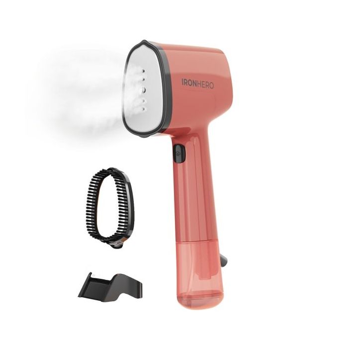 Cecotec IronHero V-1500 Essential Plancha de Vapor Vertical - 1500W - Vapor Continuo 25g/min - Suela Ceramica - Cepillo Quitapelusas - Sistema Autoapagado - 2 Modos - Color Rojo