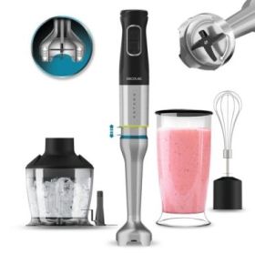 Cecotec Katana 12 Chop Batidora de Mano - 1200W - Funcion Oscilante - Cuchillas de Titanio - 21 Velocidades - Campana Antisalpicaduras - Accesorios Incluidos - Vaso 800ml con Tapa - Turbo - Color Negro