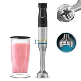 Cecotec Katana 12 Jar Batidora de Mano - Potencia de 1200W - Cuchillas de Titanio - Funcion Oscilante - 21 Velocidades - Campana Antisalpicaduras - Funcion Turbo - Vaso de 800ml con Tapa - Color Negro