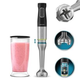 Cecotec Katana 15 Jar Batidora de Mano - Potencia de 1500W - Funcion Oscilante - 21 Velocidades - Cuchillas de Titanio - Campana Antisalpicaduras - Vaso 800ml con Tapa - Funcion Turbo - Color Negro