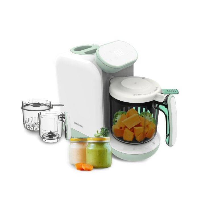 Cecotec Nana BabyCare FoodProcessor Robot Multifuncion 4 en 1 para Bebes - Libre de BPA - Tactil - Cocina y Tritura - Esteriliza Chupetes - Recetario - Compatible con Frutas y Carnes - Color Blanco
