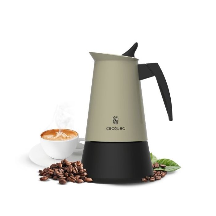 Cecotec Piccolina 200 Cafetera Italiana para 2 Tazas - Acero Inoxidable - Apta para Placas Electricas, Vitro y Gas - Piezas Desmontables - Valvula de Seguridad - Color Menta