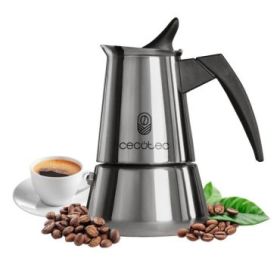 Cecotec Piccolina 200 Cafetera Italiana para 2 Tazas - Acero Inoxidable - Compatible con Induccion y Gas - Facil Limpieza y Desmontaje - Mango Ergonomico y Resistente - Valvula de Seguridad