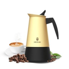 Cecotec Piccolina 400 Cafetera Italiana para 4 Tazas - Acero Inoxidable - Apta para Placas Electricas, Vitroceramicas y Gas - Junta de Silicona Hermetica - Valvula de Seguridad - Color Amarillo