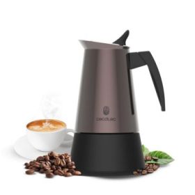 Cecotec Piccolina 900 Cafetera Italiana para 9 Tazas - Acero Inoxidable - Apta para Gas, Electrica y Vitro - Junta de Silicona - Mango Ergonomico - Valvula de Seguridad - Color Bronce