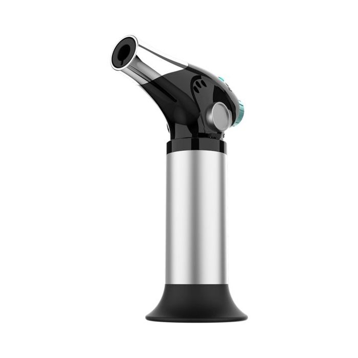 Cecotec Polka Flame-Cook 1000 Steel Soplete de Cocina - Alcanza 1300°C - Regulador de Llama - Bloqueo de Seguridad - Compacto - Recetario - Espatula y Pincel - Facil de Usar - Color Negro y Plata