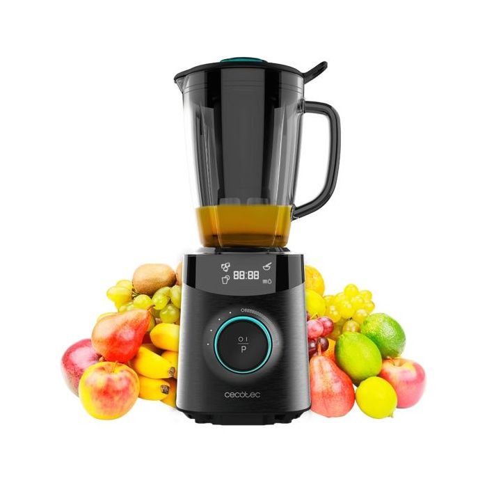 Cecotec Power Black Titanium 1800 Advance Batidora de Vaso - 1800W - Cuchilla de Titanio - Jarra de Vidrio 1.8L - Programas Automaticos - 10 Velocidades - Pantalla Digital - Color Negro