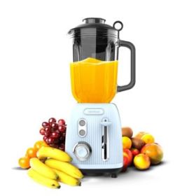 Cecotec Power Black Titanium RetroBlue Batidora de Vaso - Potencia 1200W - Capacidad Jarra 1.5L - Velocidad Ajustable - Estilo Retro - Cuchillas Recubiertas de Titanio - Color Azul Claro