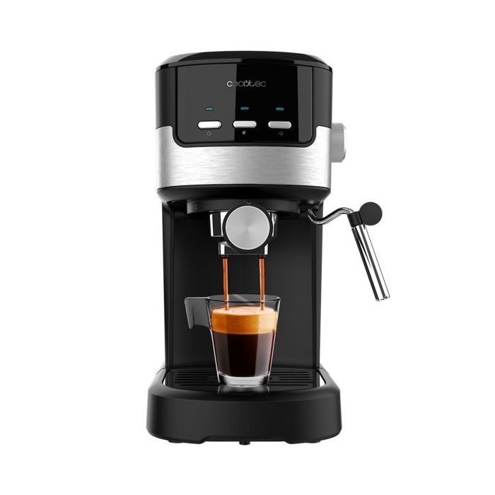 Cecotec Power Espresso 20 Pecan Cafetera Expresso con Vaporizador - Potencia 1100W - Capacidad 1.25L - Presion 20bar - Vaporizador - Temperatura Regulable - Acero Inoxidable - Color Negro