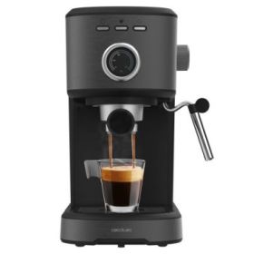 Cecotec Power Espresso 20 Pecan Steel Cafetera Expresso - 1100W - 20Bar - Vaporizador Orientable - Capacidad Deposito 1.25L - Calienta Tazas - Control de Temperatura en Salida - Color Negro