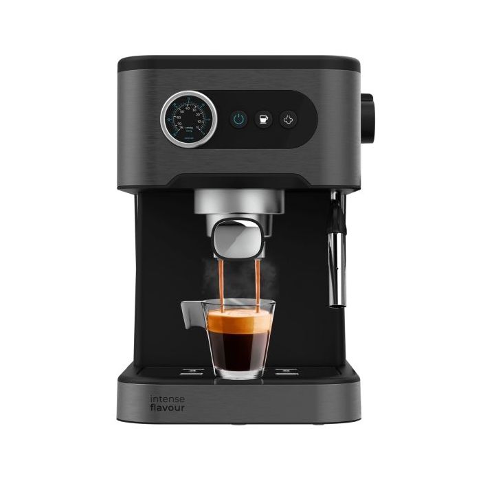 Cecotec Power Espresso 20 Pro Cafetera Expresso - Pantalla con Botones - Vaporizador Orientable - Doble Salida para Cafe - Deposito 1.5L Extraible - Superficie Calienta Tazas - Color Negro