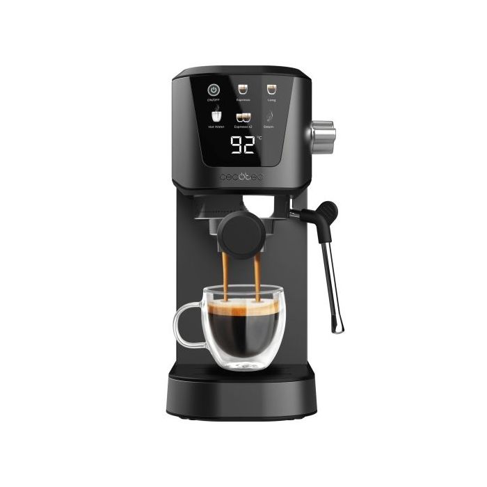 Cecotec Power Espresso 20 Touch Cafetera Expresso - 1350W - Pantalla Tactil Intuitiva - Presion de 20Bar - Deposito 1L Extraible - Vaporizador Orientable - Incluye Accesorios - Color Negro