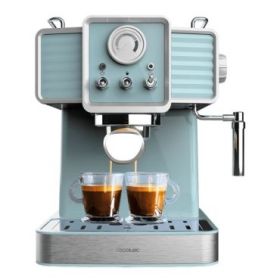 Cecotec Power Espresso 20 Tradizionale Light Blue Cafetera Expresso - 1350W - 20Bar - Manometro - Vaporizador Orientable - Capacidad 1.5L - Estilo Vintage - Acero Inoxidable - Color Azul Claro