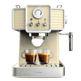 Cecotec Power Espresso 20 Tradizionale Light Yellow Cafetera Expresso - 1350W - 20Bar - Manometro - Vaporizador Orientable - Deposito 1.5L Extraible - Acero Inoxidable - Color Amarillo Pastel