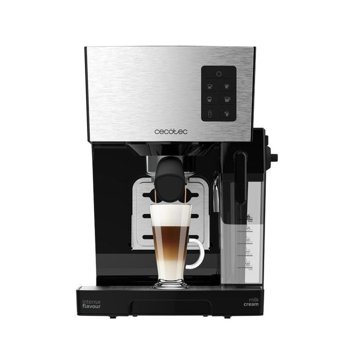 Cecotec Power Instant-ccino 20 Cafetera Expresso - 1450W - 20Bar - Deposito Leche 400ml - Calentamiento Rapido - Acabados en Acero Inoxidable - Calienta Tazas - 22x28x29cm - Color Negro y Plata