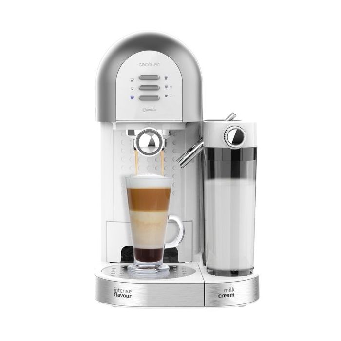 Cecotec Power Instant-ccino 20 Chic Serie Bianca Cafetera Expresso Compatible con Capsulas - Potencia 1470W - Presion 20bar - Deposito de 0.7ml - Temperatura Regulable - Termoblock - Color Blanco