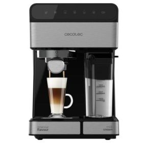 Cecotec Power Instant-Ccino 20 Touch Cafetera Express Semiautomatica - 1350W - Doble Salida - 20bar - Deposito de 1.4L - Tanque de Leche 500ml - Thermoblock - Calientatazas - Color Negro y Gris