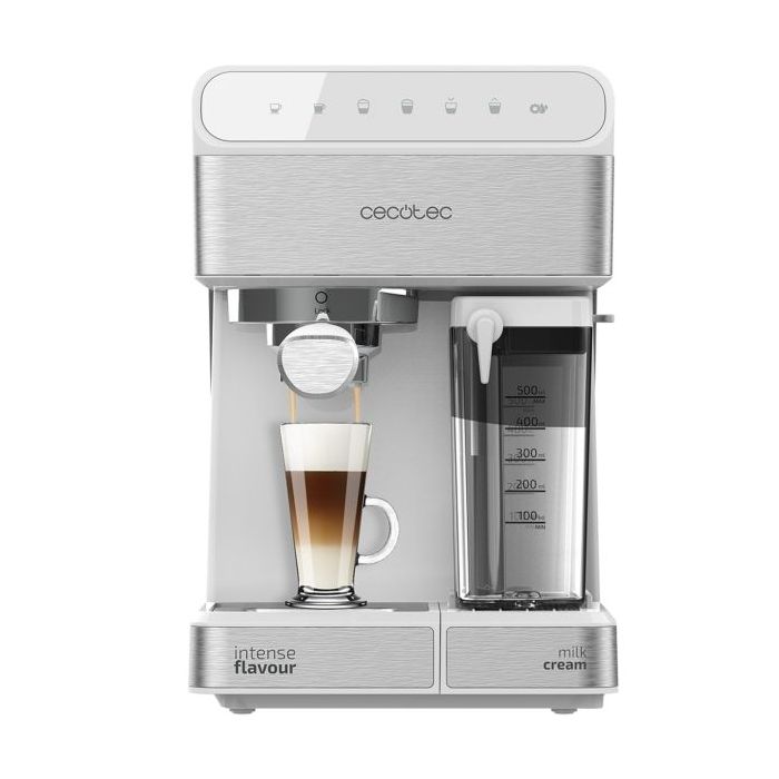Cecotec Power Instant-ccino 20 Touch Serie Bianca Cafetera Expresso - 1350W - Calientatazas - Presion 20bar - Deposito de 1.4L - Tanque de Leche - Termoblock - Color Blanco