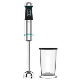 Cecotec Power TitanBlack 1200 XL Batidora de Mano - 1200W - 4 Cuchillas de Titanio en Cruz - Campana Antisalpicaduras - Velocidad Ajustable - Vaso 800ml - Funcion Turbo - 6.8x6.8x48cm - Color Negro