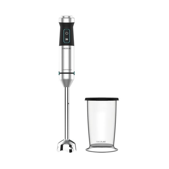 Cecotec Power TitanBlack 1500 XL Batidora de Mano - 1500W - 4 Cuchillas de Titanio en Cruz - Acople Rapido y Seguro - Velocidad Ajustable - Antisalpicaduras - Vaso Medidor 800ml - Turbo - Color Negro