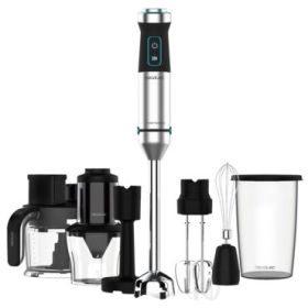 Cecotec Power TitanBlack 1500 XL TotalMix Batidora de Mano - 1500W - Cuchillas de Titanio - Campana Antisalpicaduras - Velocidad Ajustable - Incluye Accesorios Variados - Funcion Turbo - Color Negro