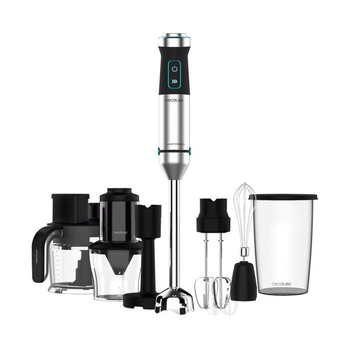 Cecotec Power TitanBlack 1500 XL TotalMix Batidora de Mano - 1500W - Cuchillas de Titanio - Campana Antisalpicaduras - Velocidad Ajustable - Incluye Accesorios Variados - Funcion Turbo - Color Negro