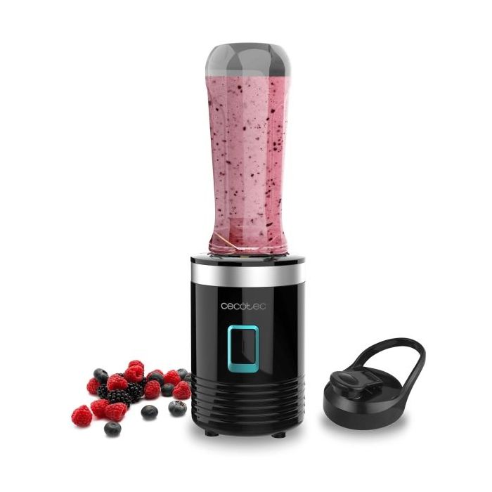 Cecotec Power Titanium 350 Batidora de Vaso Portatil - Potencia 350W - Ergonomico - Apto para Lavavajillas - Cuchillas Recubiertas de Titanio - Color Negro