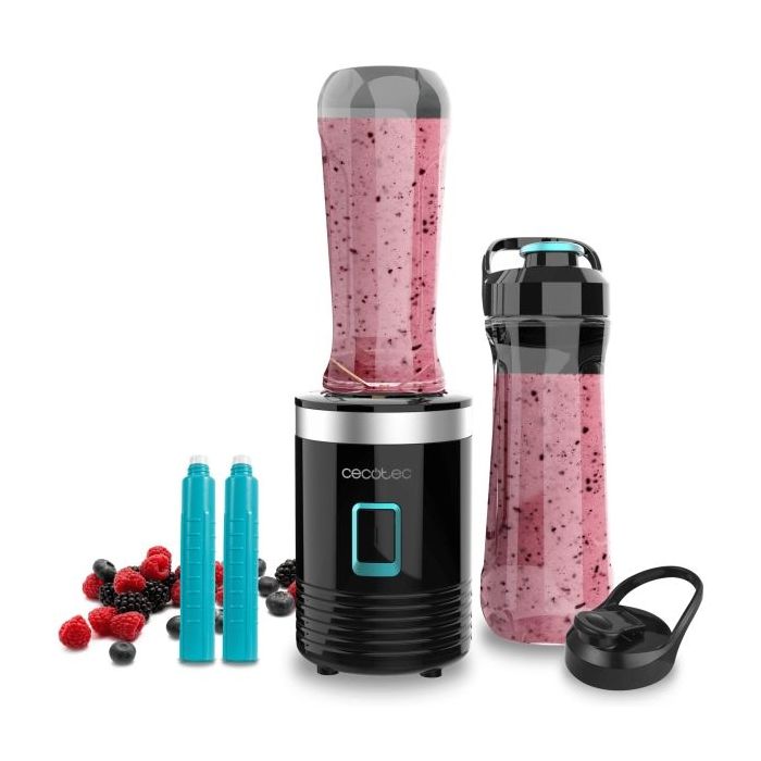 Cecotec Power Titanium 350 EasyGo Batidora de Vaso Portatil - Potencia 350W - Ergonomico - Apto para Lavavajillas - Tubos Refrigeradores - Cuchillas Recubiertas de Titanio - Color Negro