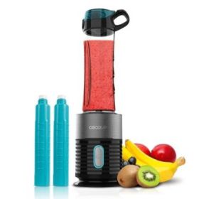 Cecotec Power Titanium 650 EasyGo Batidora de Vaso - 650W - Cuchillas de Titanio - 2 Vasos Portatiles de 600ml - Tubos Refrigeradores Incluidos - Uso Facil y Sencillo - Apto Lavavajillas - Color Negro