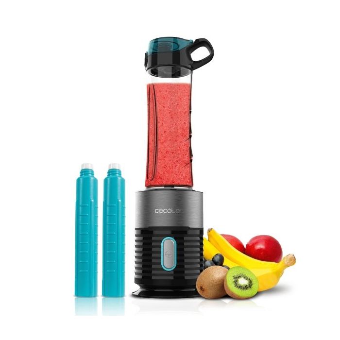 Cecotec Power Titanium 650 EasyGo Batidora de Vaso - 650W - Cuchillas de Titanio - 2 Vasos Portatiles de 600ml - Tubos Refrigeradores Incluidos - Uso Facil y Sencillo - Apto Lavavajillas - Color Negro