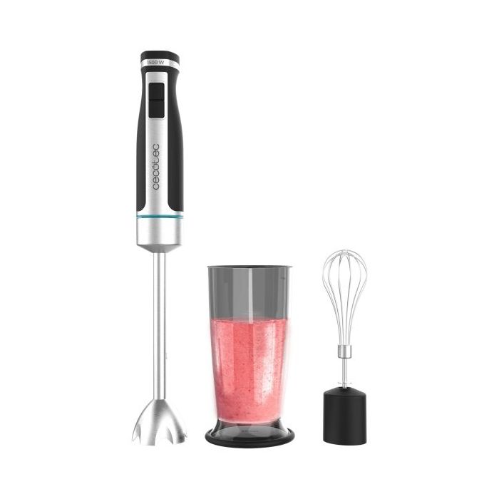 Cecotec PowerGear 1500 XL Cream Batidora de Mano - 1500W - Cuchillas de Titanio - 21 Velocidades - Antisalpicaduras - Sistema de Montaje Facil - Incluye Vaso y Varillas - Funcion Turbo - Color Negro