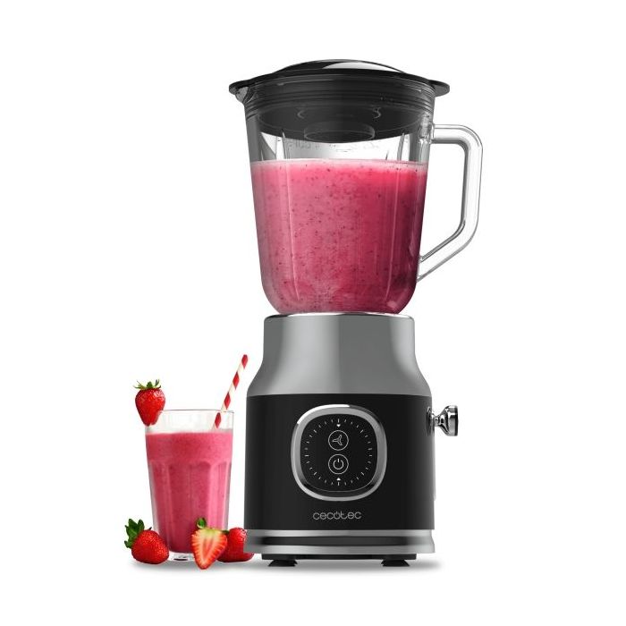 Cecotec RetroTwist Black Batidora de Vaso - Potencia 800W - Capacidad Jarra 1L - Estilo Retro - Cuchillas Recubiertas de Titanio - Color Negro y Gris