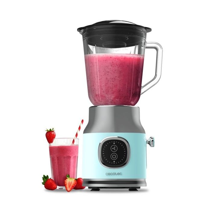 Cecotec RetroTwist Blue Batidora de Vaso - Potencia 800W - Capacidad Jarra 1L - Estilo Retro - Cuchillas Recubiertas de Titanio - Color Azul Claro