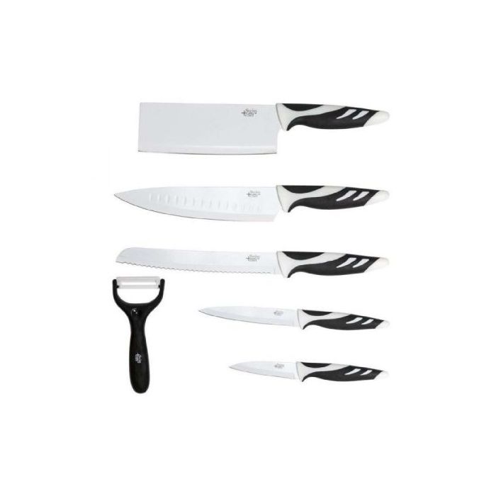 Cecotec Swiss Pack de 4 Cuchillos Profesionales - Hoja de 2mm de Grosor - Acero Inoxidable con Base de Carbono - Alta Resistencia y Dureza - Estilo Japones - Incluye Estuche - Color Negro