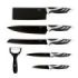 Cecotec Swiss Pack de 6 Cuchillos Profesionales - Hojas de 2mm de Grosor - Acero Inoxidable y Ceramica - Mango Antideslizante - Recubrimiento Antiadherente y Antibacteriano - Estuche - Color Negro