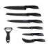 Cecotec titanium Pack de 7 Cuchillos Profesionales - Hoja de 2mm de Grosor - Acero Inoxidable con Recubrimiento Ceramico - Mango de Polipropileno - Aptos para Lavavajillas - Estilo Japones - Color Negro