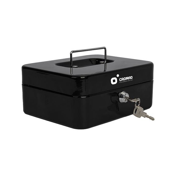 Cromad CR1224 Caja de Caudales Metalica - Cerradura de Llave - 3 Compartimentos - Asa de Transporte - 90x200x160mm