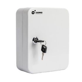 Cromad CR1227 Armario de Seguridad Para Llaves - Cerradura de Llave - 20 Ganchos Metalicos - Instalacion Mural Sencilla - Color Blanco
