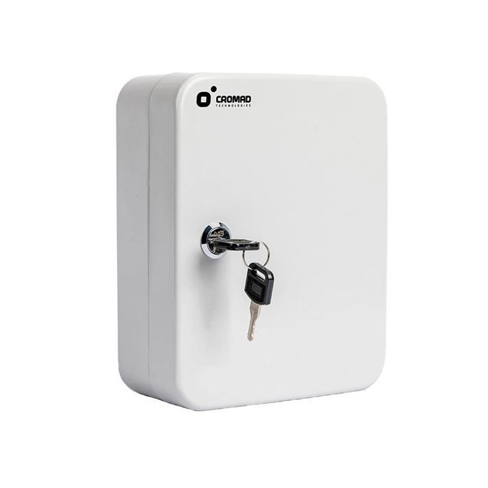 Cromad CR1227 Armario de Seguridad Para Llaves - Cerradura de Llave - 20 Ganchos Metalicos - Instalacion Mural Sencilla - Color Blanco