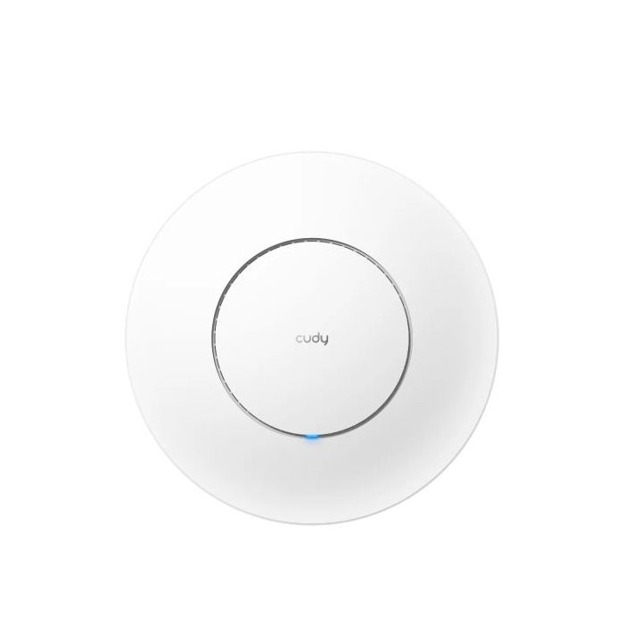 Cudy BE11000 Punto de Acceso para Techo - Tribanda hasta 7Gbps - WiFi 7 - Cobertura 140m2 - hasta 300 Dispositivos - PoE Pasivo - Autoreinicio - GbE Blindado - 231.9x231.9x57.1mm - Color Blanco