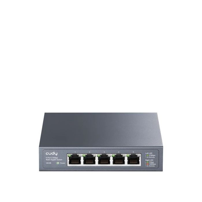 Cudy Switch No Administrado de 5 Puertos RJ45 - Capacidad Conmutacion 25Gbps - Indicadores LED - Funcion Vigilancia IGMP - Prevencion de Bucles - 119x85x28mm - Color Negro