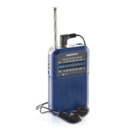 Daewoo DW1008 Radio Portatil AM/FM - Antena Telescopica y Sintonizacion Analogica Precisa - Altavoz Integrado - Salida Auriculares Jack 3.5mm - Compacto y Ligero para Uso Diario - Color Azul