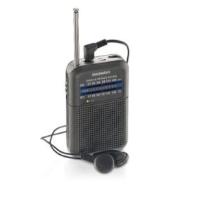 Daewoo DW1008 Radio Portatil AM/FM - Antena Telescopica y Sintonizacion Analogica Precisa - Altavoz Integrado - Salida Auriculares Jack 3.5mm - Compacto y Ligero para Uso Diario - Color Gris