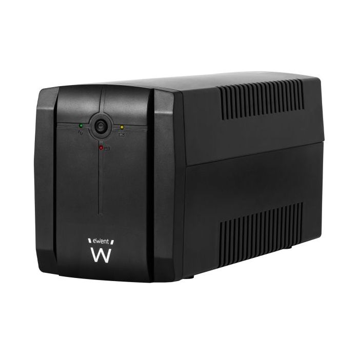 Ewent SAI Interactivo 1300VA/720W - 3x Schuko - Cable de Alimentacion - Funcion AVR - Notificacion Sonora y LED - Proteccion Electrica - Bateria de 12V / 7Ah Reemplazable - Color Negro