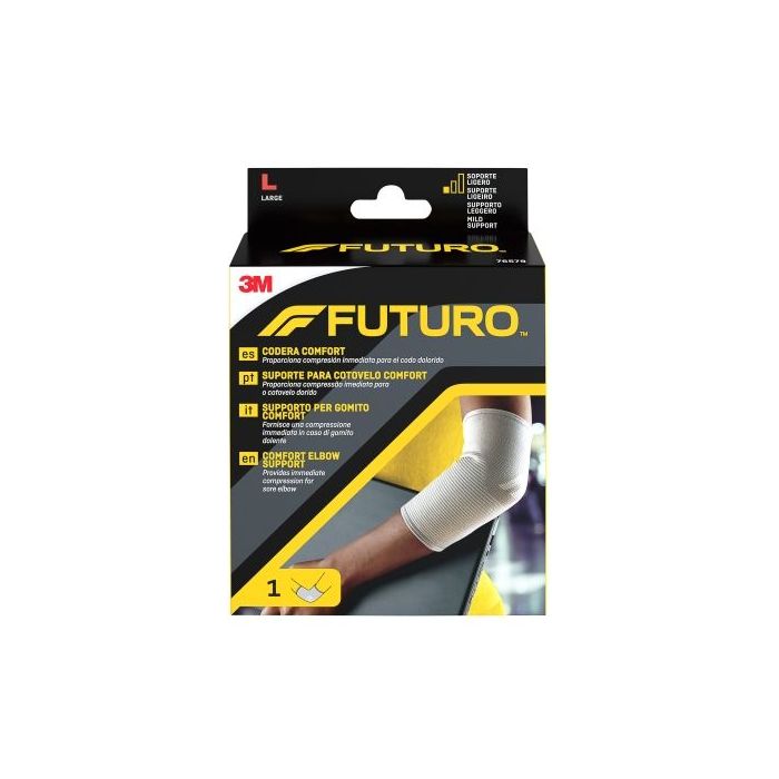 Futuro Comfort Codera - Talla L (28 - 30.5cm) - Transpirable - Elastico - Anatomico - Color Gris