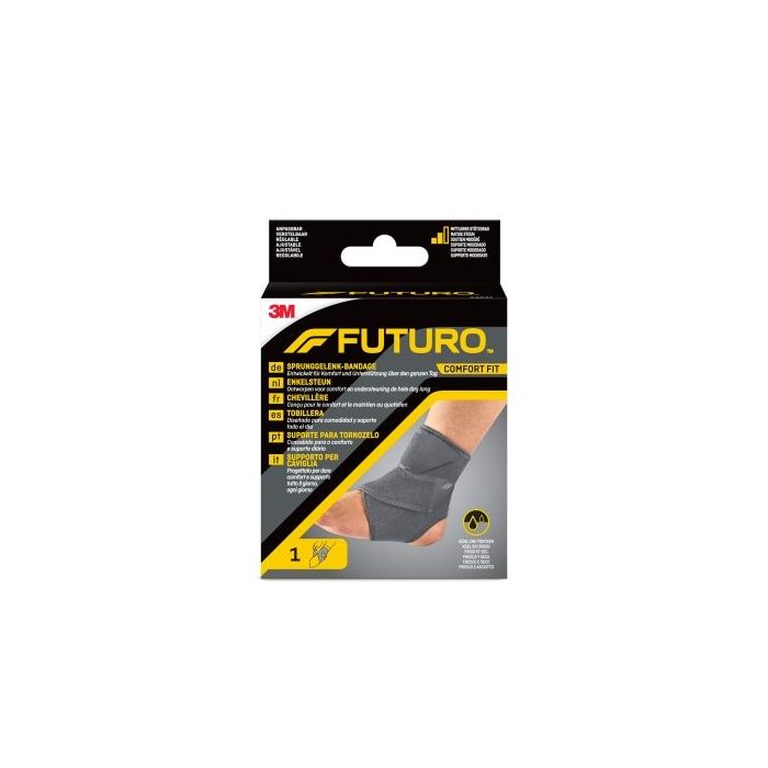 Futuro Comfort Tobillera - Ajustable (17.8cm – 29.2cm) - Transpirable - Aisla la Humedad - Elastico - Color Gris Oscuro