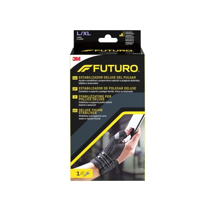 Futuro Deluxe Estabilizador del Dedo Pulgar - Talla L/XL (16.5 - 20.3cm) - Transpirable - Color Negro