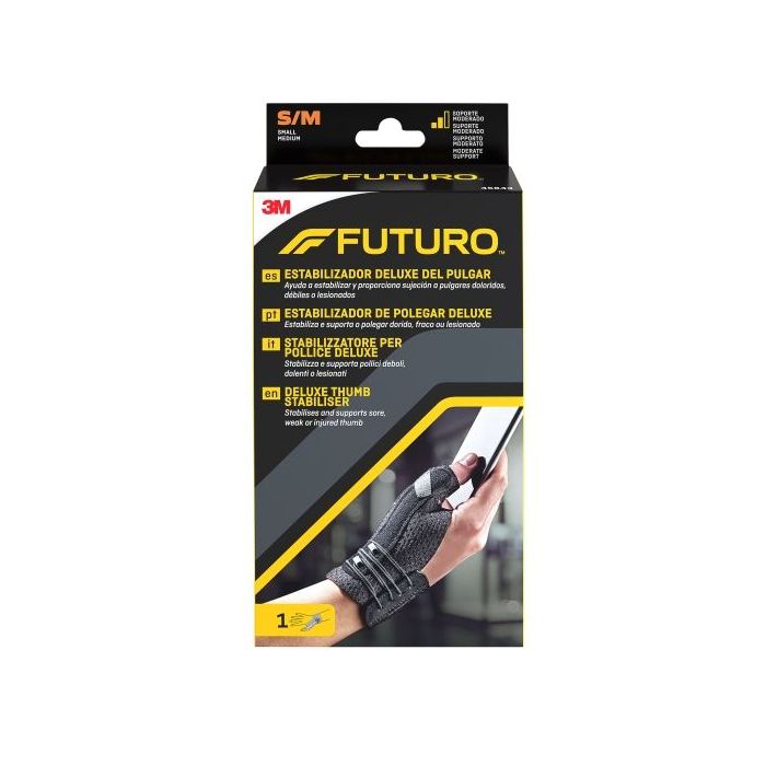 Futuro Deluxe Estabilizador del Dedo Pulgar - Talla S/M (12.7 - 16.5cm) - Transpirable - Color Negro