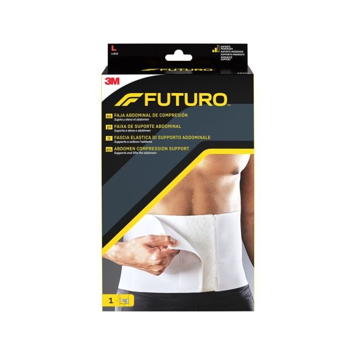 Futuro Faja Abdominal de Compresion - Talla L (106.7 - 132.1cm) - Forma Anatomica - Transpirable - Color Blanco