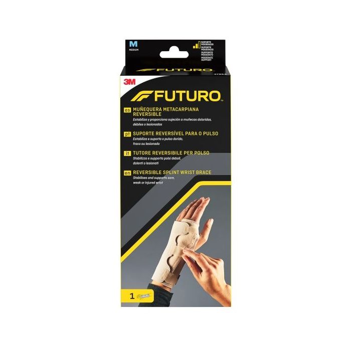 Futuro Soporte para Mano - Estabilizacion Metacarpiana - Talla M (15.9 - 19cm) - Reversible - Transpirable - Color Beige